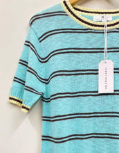 Load image into Gallery viewer, VL Texas Knit Tee - Aqua Stripe