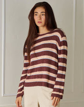 Load image into Gallery viewer, VL Valeria Stripe Knit - Wine/Peach/Blue