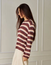 Load image into Gallery viewer, VL Valeria Stripe Knit - Wine/Peach/Blue