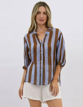 Load image into Gallery viewer, worthier-dorothy-linen-shirt-blue-choc-stripe-womens-clothing-australia