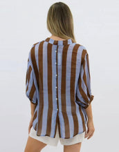 Load image into Gallery viewer, worthier-dorothy-linen-shirt-blue-choc-stripe-womens-clothing-australia