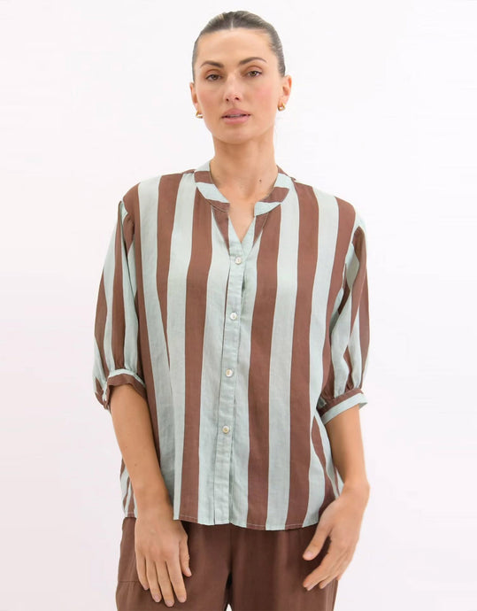 worthier-dorothy-linen-shirt-mint-choc-stripe-womens-clothing-australia