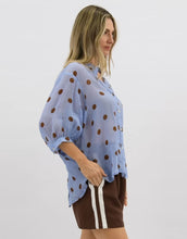 Load image into Gallery viewer, worthier-dottie-linen-top-blue-chocolate-spot-womens-clothing-australia