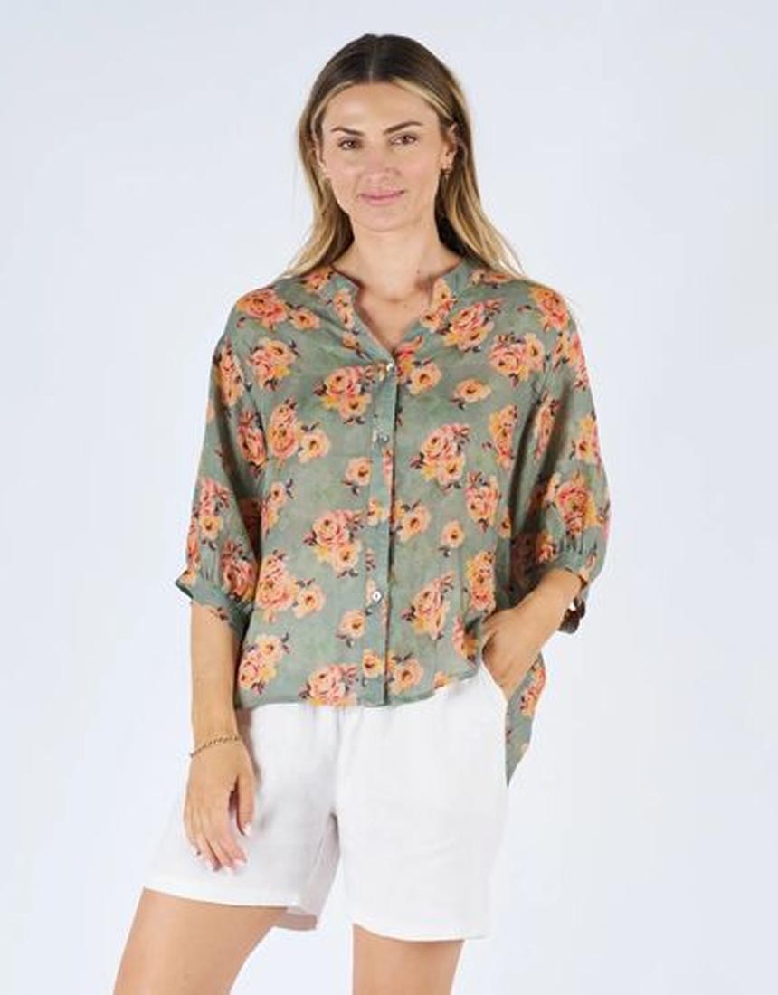 Worthier Floral Shirt - Green Floral – Indigo Boutique Australia