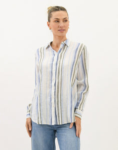 Worthier Linen Shirt - Blue Stripe