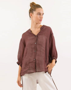 Worthier Linen Shirt - Chocolate