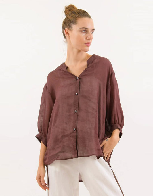 Worthier Linen Shirt - Chocolate