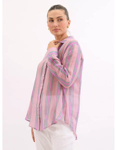 Worthier Linen Shirt - Pink Stripe