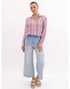 Worthier Linen Shirt - Pink Stripe