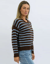 Load image into Gallery viewer, Worthier Tobin Cardi - Blue/Choc Stripe