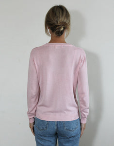 Frankies Long Sleeve Lurex Top - Pink