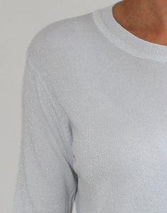 Frankies Long Sleeve Lurex Top - White/Silver