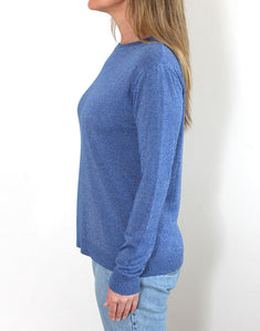 Frankies Long Sleeve Lurex Top - Denim