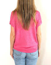 Load image into Gallery viewer, Frankies V-Neck Lurex Tee - Hot Pink