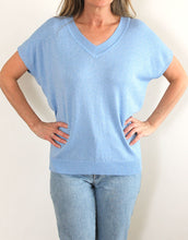 Load image into Gallery viewer, Frankies V-Neck Lurex Tee - Pale Blue