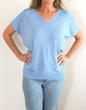 Load image into Gallery viewer, Frankies V-Neck Lurex Tee - Pale Blue