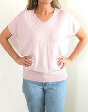 Load image into Gallery viewer, Frankies V-Neck Lurex Tee - Pale Pink