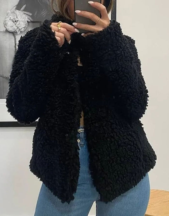 Bailey Fluffy Jacket - Black | Indigo Boutique Australia