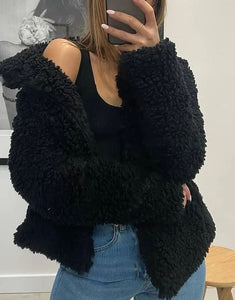 Bailey Fluffy Jacket - Black | Indigo Boutique Australia