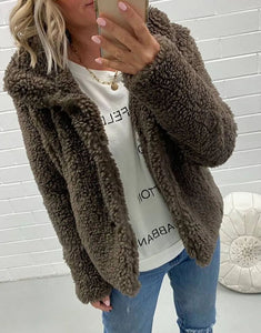 Bailey Fluffy Jacket - Chocolate | Indigo Boutique Australia