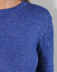 Frankies Long Sleeve Lurex Top - Cobalt Blue