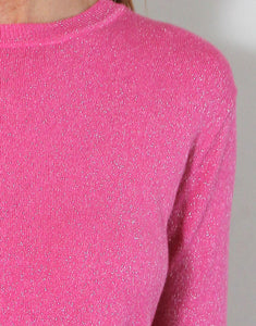 Frankies Long Sleeve Lurex Top - Hot Pink