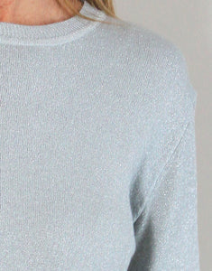 Frankies Long Sleeve Lurex Top - Pale Grey
