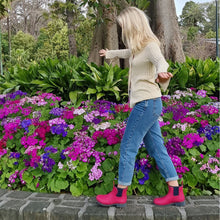 Load image into Gallery viewer, Merry People Bobbi Gumboots - Magenta &amp; Navy